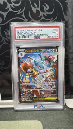 2025 Pokemon Mega Evolution Mega Lucario Ex Special Illustration Rare PSA 9 - Image 1