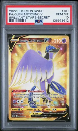 Tcg 2022 Pokemon Sword & Shield Brilliant Stars #181 Fa/Glrn.Articuno V PSA 10 - Image 1