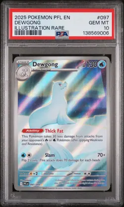 2025 POKEMON PFL EN-PHANTASMAL FLAMES ILLUSTRATION RARE #097 DEWGONG PSA 10 - Image 1