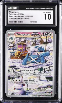 2024 POKEMON TEMPORAL FORCES ILLUSTRATION RARE #178 METAGROSS CGC 10 GEM MINT - Image 1