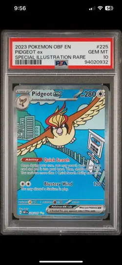 Pokemon Pidgeot EX 225/197 Scarlet & Violet Obsidian Flames PSA 10 - Image 1