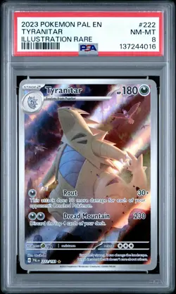 137244016 Tyranitar 2023 Pokemon Scarlet & Violet Paldea Evolved #222 PSA 8 - Image 1