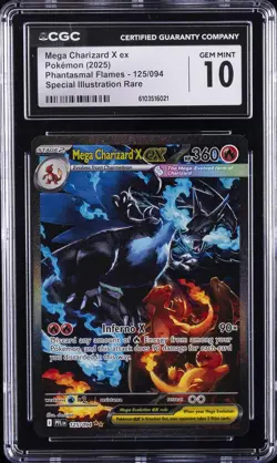 2025 POKEMON PHANTASMAL FLAMES SPECIAL ILLUSTRATION MEGA CHARIZARD X EX CGC 10 - Image 1