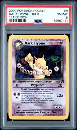 2000 POKEMON ROCKET 1ST EDITION #9 DARK HYPNO-HOLO PSA 8 - Image 1
