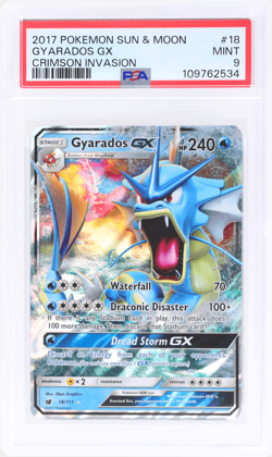 2017 Pokemon Sun and Moon Crimson Invasion Gyarados Gx #18 PSA 9 - Image 1