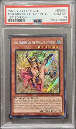 2025 PSA 10 YUGIOH ALIN SECRET RARE DARK MAGICIAN GIRL THE MAGICIANS APPRENTICE - Image 1