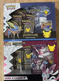 Pokemon TCG Celebrations Deluxe Pin Collection Box Zacian Lv X and dark sylveonV 820650809422 - Image 1