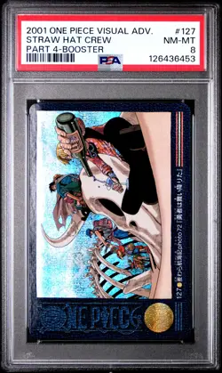 2001 CARDDASS ONE PIECE VISUAL ADVENTURE PART 4 BOOSTER STRAW HAT CREW PSA 8 - Image 1