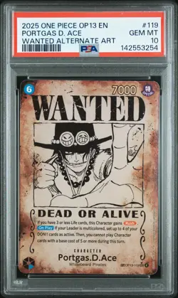 2025 ONE PIECE CARRYING ON HIS WILL WANTED ALT ART PORTGAS D. ACE PSA 10 - Image 1