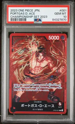 2023 ONE PIECE JPN PROMOS CHAMP SET 2023 #001 PORTGAS D. ACE PSA 10 - Image 1