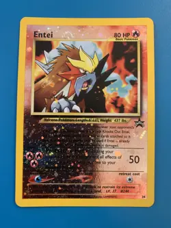 Entei #34 Black Star Promo Reverse Holo Rare Vintage Pokemon Card - NM - Image 1