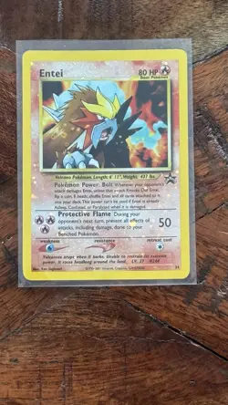 Entei 34 Swirl Black Star WOTC Movie Promo Reverse Holo Pokemon Card NM - Image 1