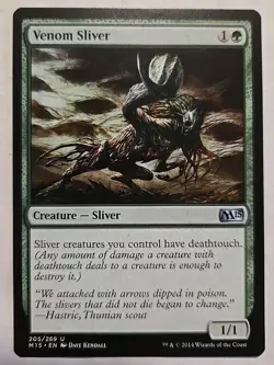 2015 Wizard Coast Magic The Gathering Base Set Venom Sliver 205 Gaming Card - Image 1