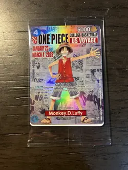 One Piece Monkey D. Luffy US Voyage College Basketball Promo Card Gonzaga SEALED - Image 1