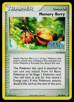 Pokemon Card - Memory Berry Crystal Guardians 80/100 Reverse Holo Stamped - Image 1