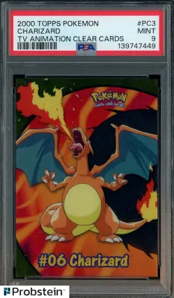 2000 Topps Pokemon TV Animation Clear Cards #PC3 Charizard PSA 9 MINT - Image 1