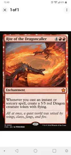 1x MTG Rite of the Dragoncaller- Foundations Mythic! NM Mint! - Image 1