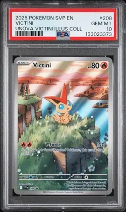 2025 Pokemon SVP 208 Victini PSA 10 Graded Illustration Rare Promo Unova 373 - Image 1