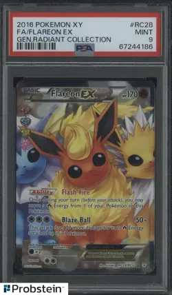 2016 Pokemon XY Generations Radiant Collection #RC28 FA Flareon EX PSA 9 MINT - Image 1
