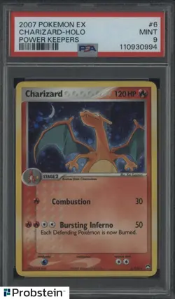 2007 Pokemon EX Power Keepers #6 Charizard Holo PSA 9 MINT - Image 1