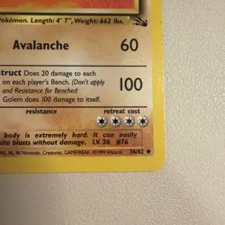 Golem 36/62 Fossil Regular 1st Edition Pokemon WOTC LP - Image 3