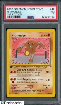 2002 Pokemon Neo Destiny 1st Edition #42 Hitmonlee PSA 7 NM - Image 1