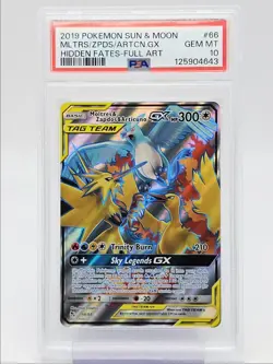 MOLTRES ZAPDOS ARTICUNO GX 2019 POKEMON HIDDEN FATES FULL ART 66 PSA 10 Q0465 - Image 1