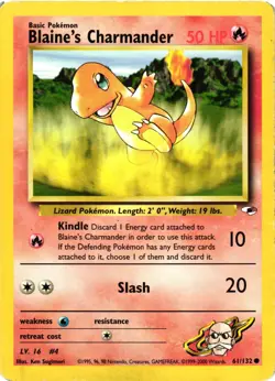 Pokemon TCG Blaine's Charmander Gym Heroes 61/132 Unlimited Common MP - Image 1