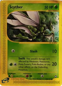 Pokemon TCG Scyther 106/147 Aquapolis Common HEAVY DMG - Image 1