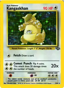 Pokemon TCG Kangaskhan Jungle 5/64 Holo Unlimited Holo Rare LP/MP - Image 1