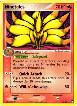 Pokemon TCG Ninetales 19/108 Non Holo Rare Pokemon EX Power Keepers Rare LP - Image 1