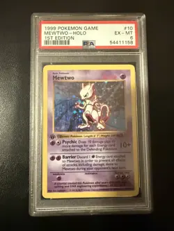 1999 POKEMON BASE SET 1ST EDITION #10 MEWTWO-HOLO PSA 6 - Image 1
