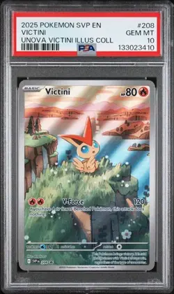 2025 Pokemon SVP 208 Victini PSA 10 Graded Illustration Rare Promo Unova 410 - Image 1