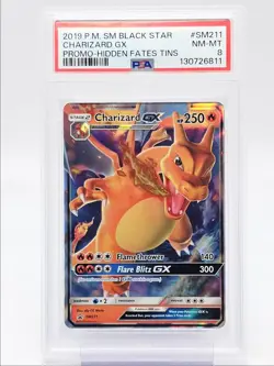 CHARIZARD GX 2019 POKEMON BLACK STAR PROMO HIDDEN FATES #SM211 PSA 8 Q0465 - Image 1
