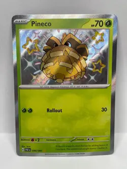 Pineco Shiny Rare Pokemon TCG Paldean Fates 099/091 - Image 1