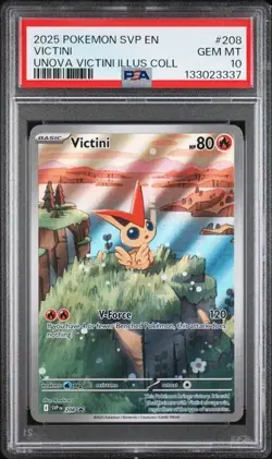 2025 Pokemon SVP 208 Victini PSA 10 Graded Illustration Rare Promo Unova 337 - Image 1
