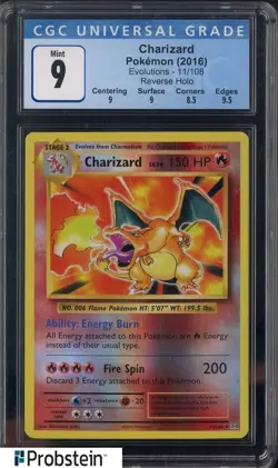 2016 Pokemon Evolutions #11 Charizard Reverse Holo CGC 9 MINT - Image 1
