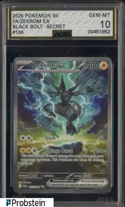 2025 Pokemon SV Black Bolt Secret #166 FA Zekrom EX AGS 10 GEM MINT - Image 1