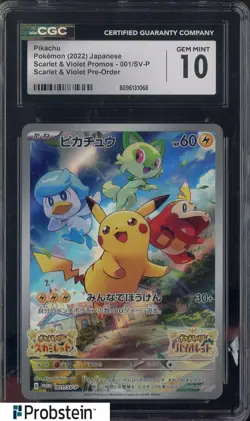 2022 Pokemon Japanese SV Promo Pre-Order #001/SV-P Pikachu CGC 10 GEM MINT - Image 1