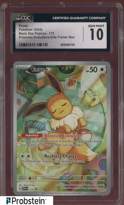 2025 Pokemon BSP Prismatic Evolutions Elite Trainer Box #173 Eevee CGC 10 - Image 1