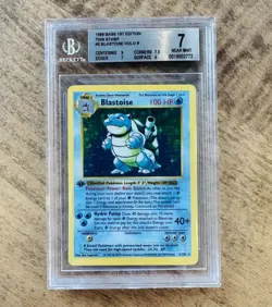 1999 Pokemon Base Set 1st Edition 2/102 Blastoise Holo Beckett 7 BGS Thin Stamp - Image 1