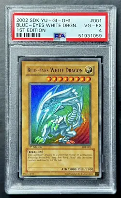 2002 Yugioh BLUE-EYES WHITE DRAGON SDK-001 1st Edition English PSA 4 VG-EX - Image 1