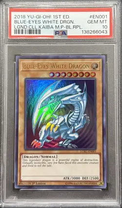 2018 PSA 10 YUGIOH LCKC 1ST ED ULTRA RARE BLUE EYES WHITE DRAGON 💫 - Image 1