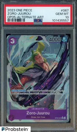 2023 One Piece OP05 Alternate Art #067 Zoro-Juurou PSA 10 GEM MINT - Image 1