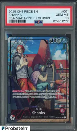 2025 One Piece EN PSA Magazine Exclusive #001 Shanks PSA 10 GEM MINT - Image 1