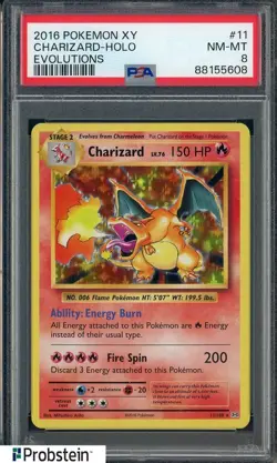 2016 POKEMON XY EVOLUTIONS #11 CHARIZARD-HOLO EVOLUTIONS PSA 8 NM-MT - Image 1