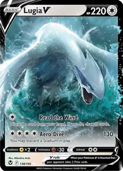 Lugia V - 138/195 - Pokemon Silver Tempest Sword & Shield Ultra Rare Card NM - Image 1
