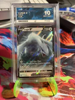 Pokemon TCG Lugia v 138/195 2022 Silver Tempest Ace 10 GM (perfect subgrades) - Image 1