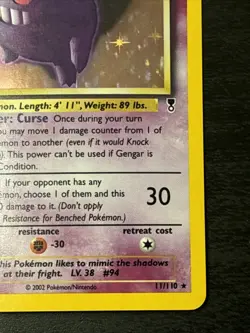 Gengar Legendary Collection Holo Rare Card 11/110 Pokemon 2002 TCG Nm - Image 4