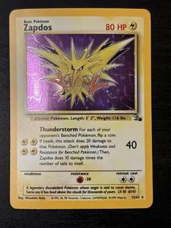 Pokemon TCG Zapdos Holo Rare Card 15/62 Fossil Base Set, Vintage 1999 Nm WOTC - Image 1